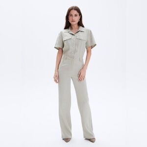 CHRLDR Brinna Twill Jean Jumpsuit – Moss | Size Small